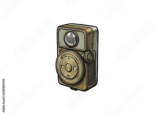 Classic Vintage Analog Light Meter With Circular Dial Viewfinder And Adjustment Knob, Designed For Photography Enthusiasts, Retro Style, Vector Illustration