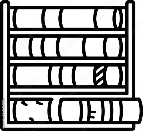 Quadro su tela Industrial Storage Rack with Cylindrical Objects