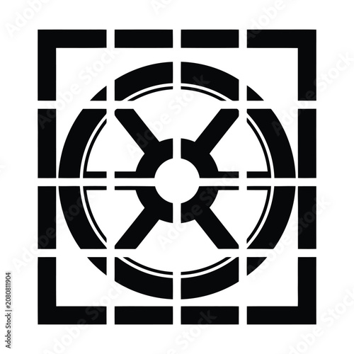 Target crosshair icon for precision aiming and focus in game design or photography software represented as a black vector graphic design