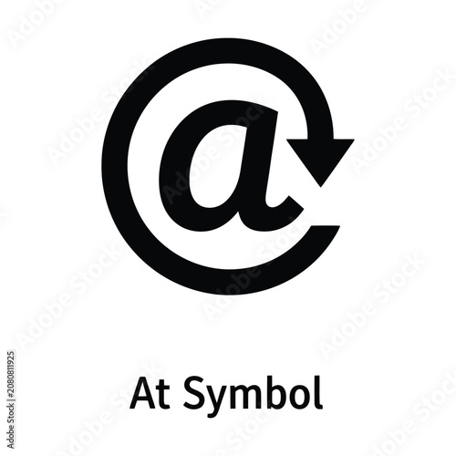 Professional at symbol inside circular arrow loop for email marketing and digital communication concepts isolated on white background