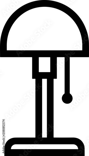 Fotografía Simple desk lamp icon, black and white line art, modern illustration