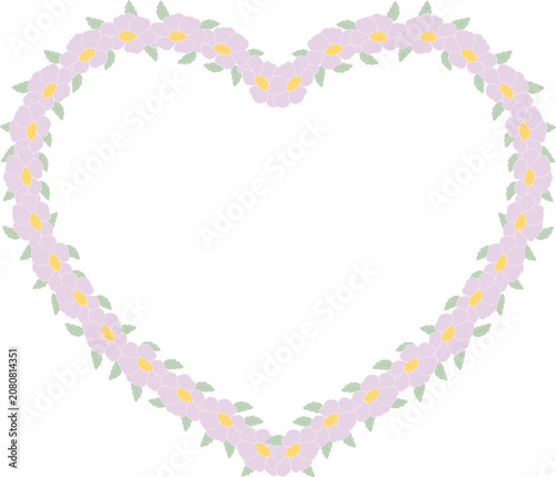 Coquette flower Heart Shape frame. Love and Romance Symbolic Art