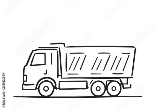 Doodles truck, hand drawn sketch