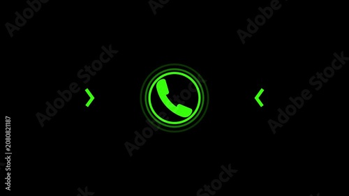 Incoming call icon animation, call concept on black background