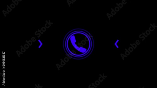Incoming call icon animation, call concept on black background