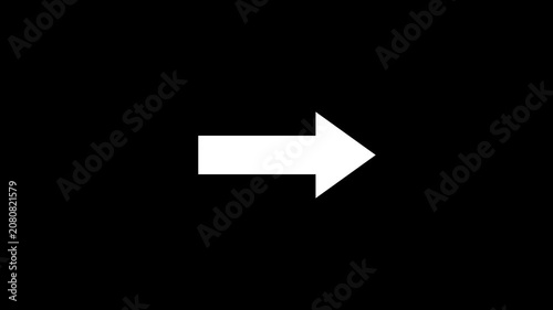 Animated arrow pointing right on black background.Abstract arrow icon animation