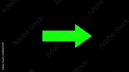 Animated arrow pointing right on black background.Abstract arrow icon animation