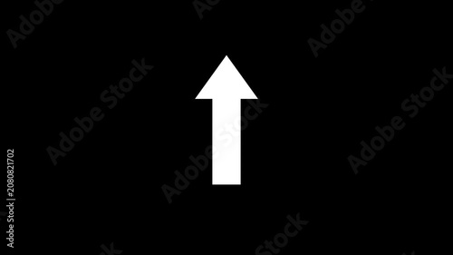 Animated arrow pointing upward on black background.Abstract arrow icon animation