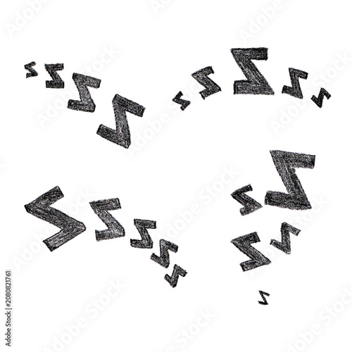 Hand-Drawn Charcoal Texture ZZZ Sleep Symbols isolated on Transparent Background
