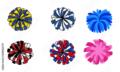 Foto Vibrant cheerleading pom poms in various colors for sports and school spirit eve