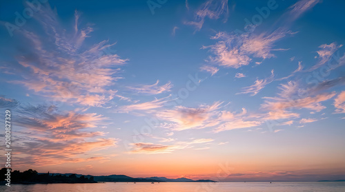 Natural cloud formations at sunset over serene water