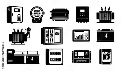 Photos Hydroelectric Power Plant Infrastructure and Hydro Energy Machinery Icon Set Fea