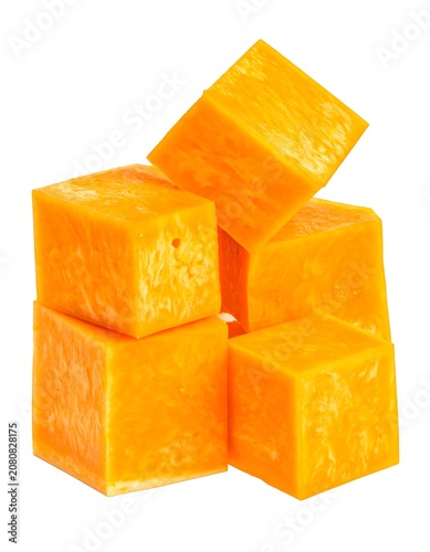 A stack of four vibrant orange cubes with textured surfaces
