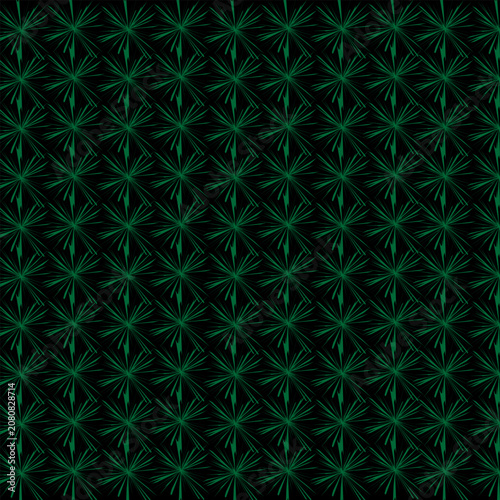 Abstract Green Geometric Seamless Pattern On Black Background
