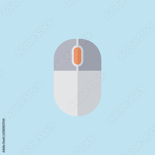 A simple computer mouse icon on a light blue background