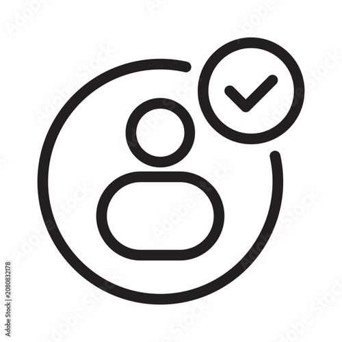 Tableau sur toile verified successful user account profile symbol in minimalist thin line icon