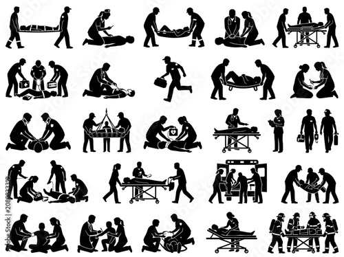 Fotografie Emergency Medical Services Silhouette Icons