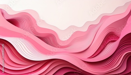 Abstract Pink Wave Design With Layered Shapes And White Space
