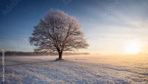 Lonely Tree In A Cold Winter Field
