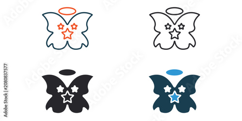 Photos charisma icons outline and Flat Style,transparent background