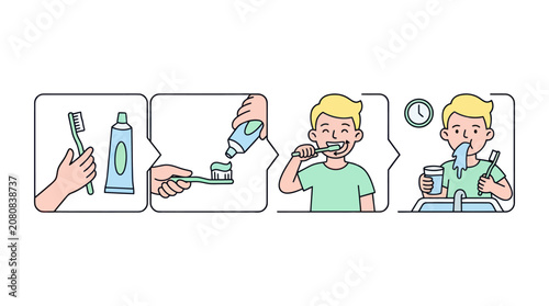Vászonkép How to Brush Teeth Infographic