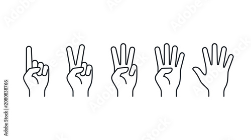 Hand Gesture Counting Icon Set