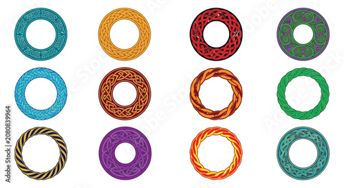 Photos Woven ring collection colorful vector illustrations on a white background circul