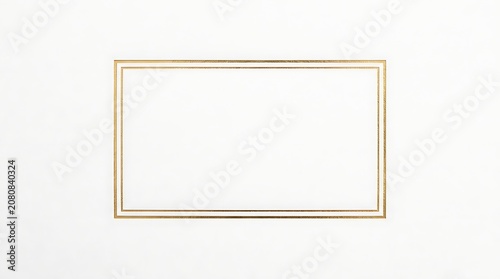 Minimalist gold foil double line border frame on light green background