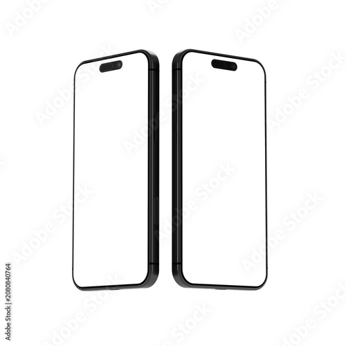 Professional 3D Transparent Smartphone Mockups with Dark Screens Arranged Side-by-Side for High-End Tech Branding