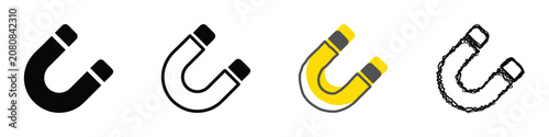 Принти на полотні A set of four distinct horseshoe magnet illustrations, showcasing different arti