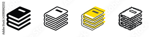 Cuadro en lienzo Collection of stylized book stack icons representing knowledge, learning, and li