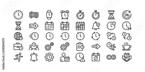 Professional Time and Schedule Icon Bundle for Business, Productivity, and App Interface Design