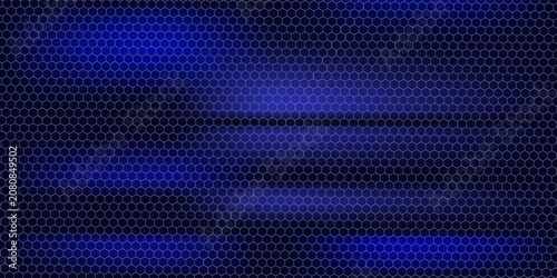 Blue hexagon carbon fiber texture. Dark carbon fiber texture.Metal mesh black steel background.