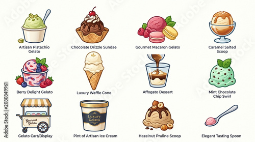 Variety of gourmet ice cream flavors