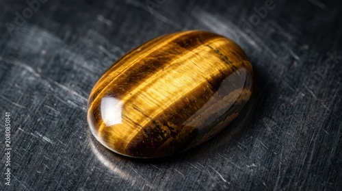 Polished Oval Tigereye Gemstone Displaying Rich Golden Brown Stripes and Natural Lustrous Texture