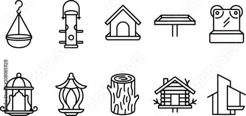 Obraz na płótnie Bird feeder and birdhouse icons