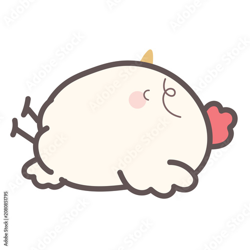 Cute Sleepy Chicken Kawaii Cartoon PNG Clipart