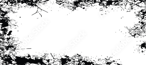Abstract Grunge Paint Frame with Distressed Ink Splash Texture for Background and Design.