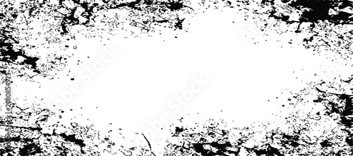 Abstract Grunge Paint Frame with Distressed Ink Splash Texture for Background and Design.