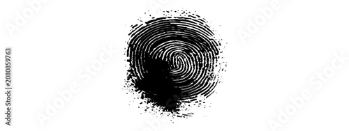 Foto Grunge black fingerprint or thumbprint vector illustration for biometric identity security forensics and abstract graphic design background