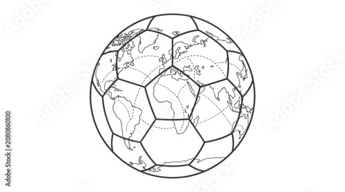 Bild auf Leinwand Soccer Ball World Map Vector Illustration