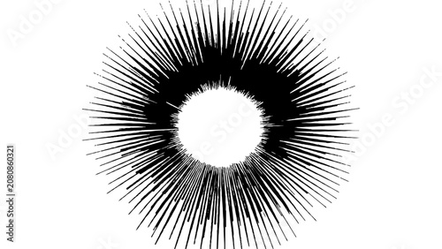 Cuadro en lienzo Dense black and white radial starburst background with concentrated geometric lines creating motion effect vector illustration