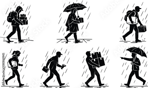 Foto Rainy season with umbrela