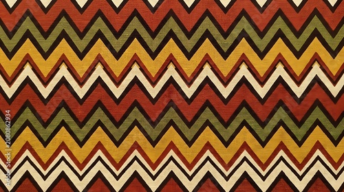 Vibrant Zigzag Chevron Pattern in Bold Retro Color Palette Abstract Design