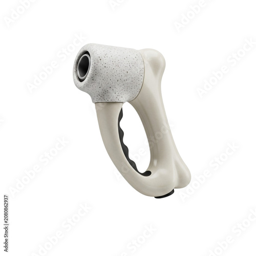 White handheld massager with handle.
