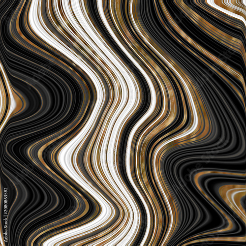 Elegant abstract marbled texture with flowing lines of gold, black, and white.
