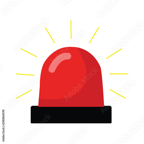 Red emergency siren light icon, vector illustration of a flashing alarm beacon for security, police, or fire department alerts vector illustration