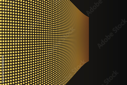 Принти на полотні Golden halftone grid radiating from focal point radial dots