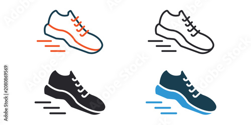 running icons outline and Flat Style,transparent background