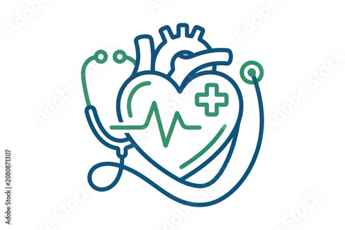 Medical Heart Stethoscope Icon Design